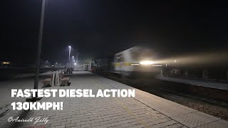 Fastest Diesel Action of Indian Railways WDP4B Suhaildev Express speeding at 130kmph [upl. by Emera]