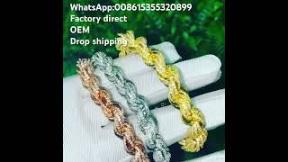 The new 8mm rope chain hiphop jewelry supports 925 silver customization [upl. by Lesko]