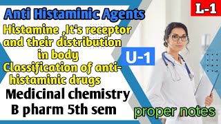 L1  U1  Antihistaminic agents in medicinal chemistry Histamine receptor and their distribution [upl. by Gschu]