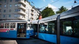 Tram crash Two trams collide in Gothenburg Sweden injuring eight [upl. by Gibbon]