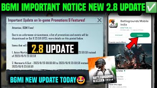 BGMI NEW INGAME NOTICE  BGMI IMPORTANT UPDATE ON INGAME PROMOTIONS FEATURES  BGMI 28 UPDATE DATE [upl. by Tav]