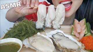 ASMR GIANT OYSTERS  FRESH SEAGRAPES  SEAFOOD SAUCE EATING SOUNDS NO TALKING  SASASMR [upl. by Nidraj]