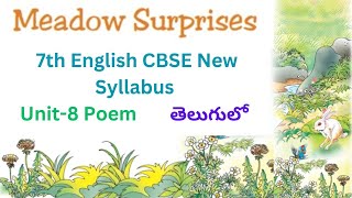 💐 7th English CBSE Syllabus Honeycomb Unit8 PoemquotMeadow Surprisesquot Detailed Explanation in telugu💐 [upl. by Omle]