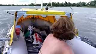 Intex Mariner with sail and cabin diy homemade inflatable sailboat dinghy Schlauchboot [upl. by Annahsirhc]