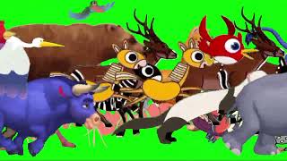 All Cartoon Animals running green  Stampede animals green screen  Green screwn animals [upl. by Ahsratan]