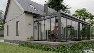 Sunroom  Retractable glass roof with sliding glass doors [upl. by Raynell]