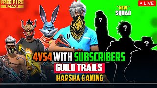 Guild Trials amp 4v4 Challenge Squad  Harsha Gaming Is Live freefirelive [upl. by Nauqram]