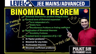 Binomial Theorem Part 1  Level Up  JEE2025  Class 11  Pulkit Sir  Vedantu JEE [upl. by Dorothea]