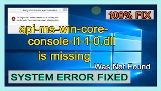 apimswincoreconsole l110dll is missing your computer [upl. by Akered186]