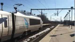 Amtrak Acela Express Arrives Route 128Westwood Station [upl. by Meluhs]