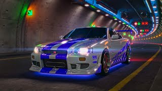 Nissan Skyline GTR R34  Ambient Tunnel Drive  4K Ultra HD 60fps [upl. by Enihpets358]