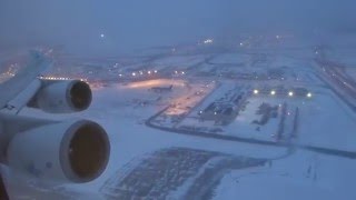 KLM 747400  OHare to Amsterdam Takeoff After Snow Storm [upl. by Adnawaj]