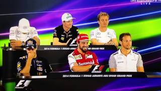 F1 Drivers Press conference Abu Dhabi 2014 Awkward long question [upl. by Nnoj659]