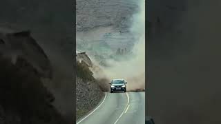 Close Call Car Barely Escapes Massive Landslide Landslide escapes [upl. by Kindig]