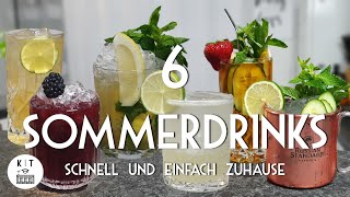 Sommerdrinks  6 einfache Cocktails zum selbst machen quick amp easy  6 Cocktails mit 6 Spirituosen [upl. by Nnairrek]