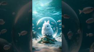 Cute rabbit goes to the turtle kingdom in the sea 🌊🐇🐢 cute rabbit cuterabbit turtle [upl. by Oznola673]