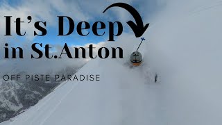 Current Situation in St Anton am Arlberg off piste skiing Its a Powder playground [upl. by Amilas]