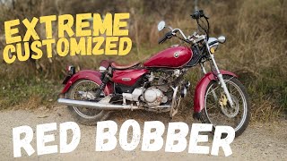 Full Modified Yamaha Enticer Red Bobber Yamaha custom long bobber projectbikelife review [upl. by Arakaj]