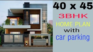 40x45 House Plan  1800 sqft  198 sqgaj  3 BHK House Plan With Car Parking [upl. by Dermott]