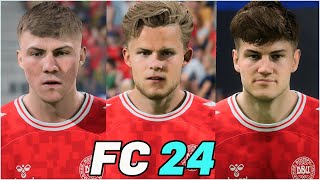 FC 24  ALL DENMARK PLAYERS REAL FACES [upl. by Irmgard]