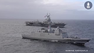 French Navy Frigate Normandie Fires Aster 30 Long Range Surface to Air Missile [upl. by Coral]