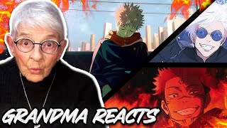 Grandma Reacts To ALL OF JUJUTSU KAISEN OPENINGS AND ENDINGS For The FIRST TIME [upl. by Aymik]