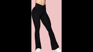 Sunzel Flare Leggings Crossover Yoga Pants with Tummy Control High Waisted and Wide Leg [upl. by Shiff]