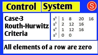 routh hurwitz criterion special cases  when all elements of a row are zero [upl. by Threlkeld]