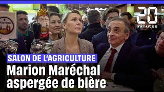 Salon de lAgriculture  Marion Maréchal aspergée de bière [upl. by Nannette714]