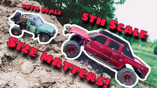 Is BIGGER Really Better 5th Scale Crawler VS 10th Scale Crawler [upl. by Eico375]