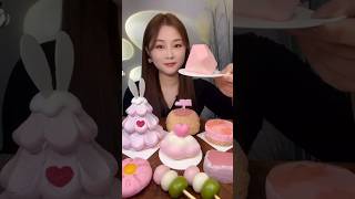 Delicious Pink Dessert Eating asmr mukbang eating food 364 [upl. by Nilcaj]