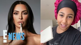 North West Gives BRUTALLY HONEST Review of Mom Kim Kardashian’s Makeup Line  E News [upl. by Ocinom]