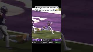 When your Coach throws his hat you know you running😭 shorts vikings justinjefferson THADDBOII [upl. by Yonah302]