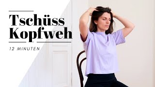 5 Übungen gegen Kopfschmerzen  Schmerzen lindern in 12 Min  Yoga auf dem Stuhl [upl. by Ailenroc]