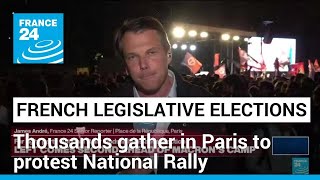 Thousands gather in Paris square to protest farright National Rally party • FRANCE 24 English [upl. by Elbon270]