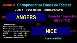 ANGERS  NICE  3ème journée de Ligue 1  Stats infos pronos  Football saison 20242025 [upl. by Lemor2]