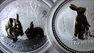 Silver  Australian Lunar Series I and II  Rabbit  1 oz  gilded [upl. by Georgette]