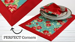 DIY Double Sided Placemats with PERFECT Mitered Corners  Manteles Individuales Doble Cara FACIL [upl. by Azila319]