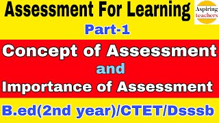 Assessment for learning  Part1 Assessment and importance  Bed 2nd year CTETDSSSBKVSUPTETNVS [upl. by Carree228]