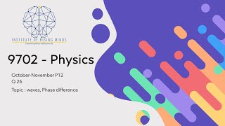 CIE AS amp A level Physics  Waves Phase difference  2011 Oct Nov P12 Q26  Sir Rashid Manzoor [upl. by Halludba]