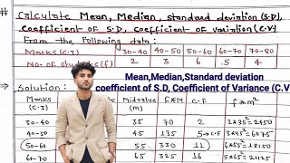 Mean Median Standard deviation  Coefficient of standard deviation  Coefficient of Variation [upl. by Mundt]