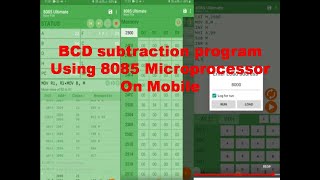 BCD Subtraction Program using 8085 Microprocessor through 8085 simulator  8085 program on Mobile [upl. by Bitthia]