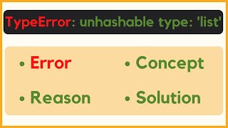 TypeError unhashable type list  In Python  Reason of error and Solution  Neeraj Sharma [upl. by Arraek981]