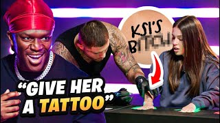 KSI GIVES LEAH HALTON A TATTOO [upl. by Irrabaj]