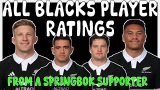 ALL BLACKS PLAYER RATINGS Springboks vs All Blacks Ellis Park  Rugby Championship 2024 [upl. by Hurlee586]