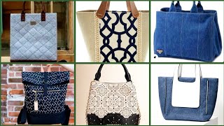 Very Beautiful Denim Handmade Embroidered Tote Bags ideas 2023 [upl. by Enajaras]