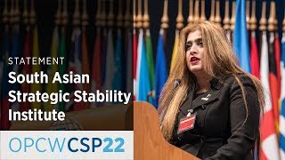 South Asian Strategic Stability Institute Statement by Ms Maria Sultan at CSP22 [upl. by Kirsteni]