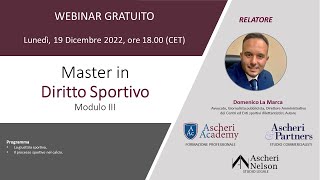 Master in Diritto Sportivo  Modulo III [upl. by Allie334]