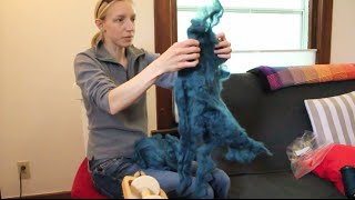 Spinning Fiber Mill Ends Lap Waste Wool Roving Melissa Spins [upl. by Ynagoham181]