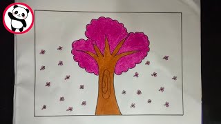 Tree drawing for beginners  in pink colour [upl. by Darrick]